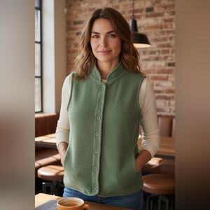 APPLESEED'S PETITE Green Button-Up Vest SIZE PXL